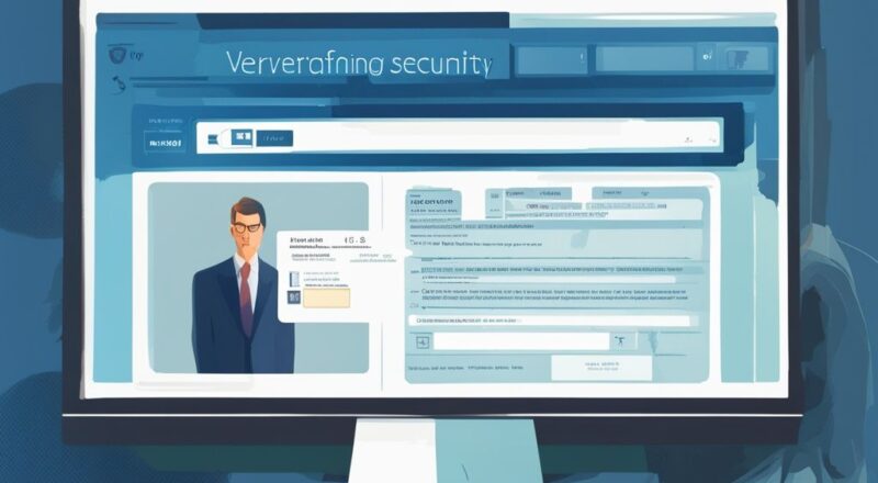 Moderne digitale Malerei in Blau: Desktop-Computer zeigt die Überprüfung einer Sozialversicherungsnummer online abfragen auf einer sicheren Regierungswebsite.